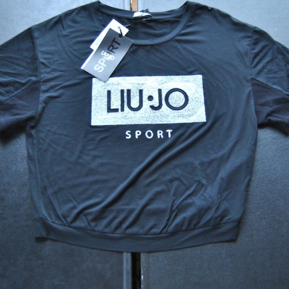LIU-Jo Sport Black Crop Top Short Sleeve Shirt (New w/ Tag) X-Small